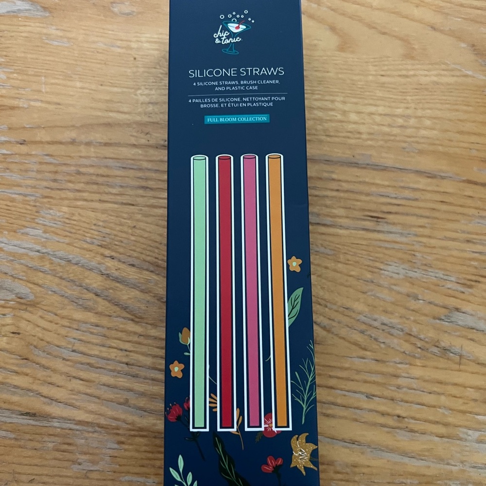 Chic & Tonic Silicon Straws, NIB, 4 Straws